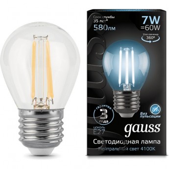 Лампа GAUSS LED BLACK FILAMENT GLOBE E27 7W 4100K