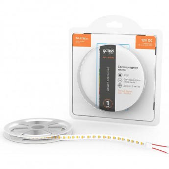 Лента GAUSS BASIC LED 2835/120 12V 14,4W/m 1400lm/m 3000K 8mm IP20 2m Лента GAUSS BASIC LED 2835/120 12V 14,4W/m 1400lm/m 3000K 8mm IP20 2m