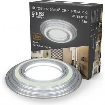 Светильник GAUSS BACKLIGHT BL138 круглый, Хром. Gu5.3, 3W, LED 3000K